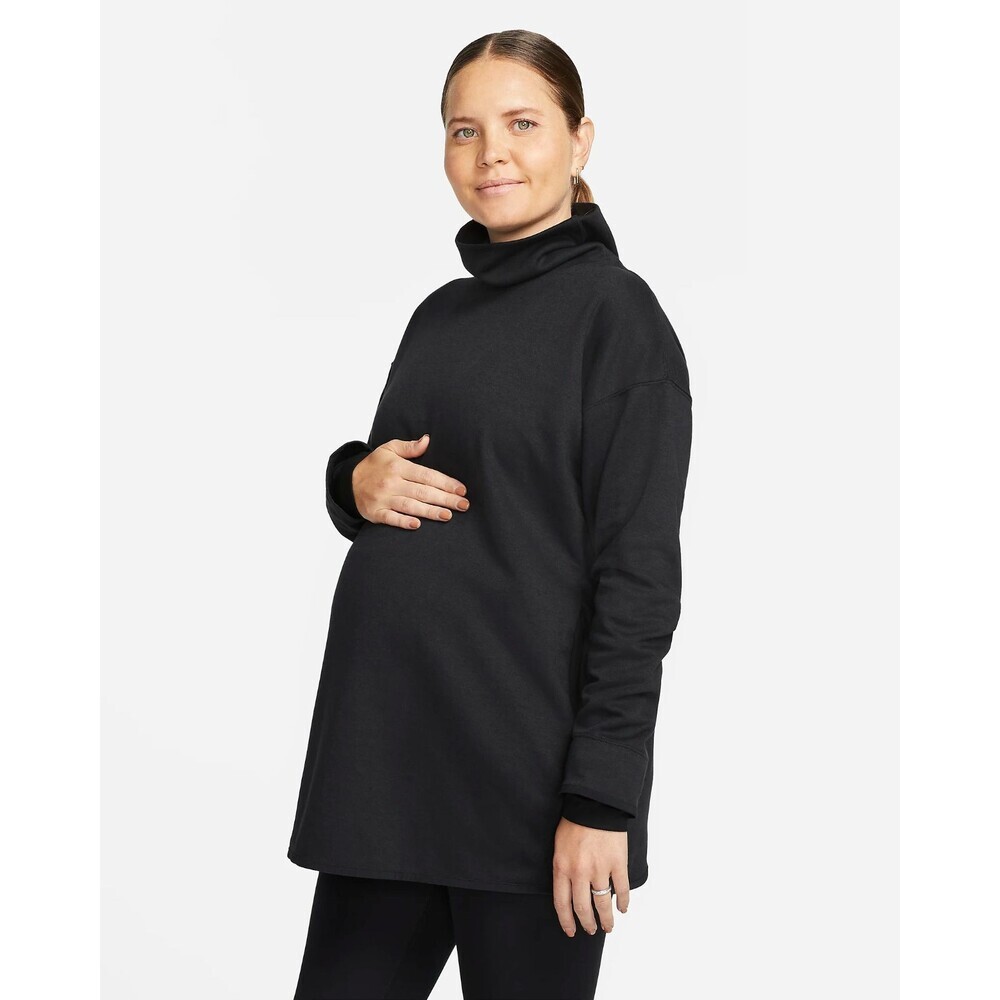 Nike Women Maternity Reversible Pullover Sweatshirt L Black Funnel Neck Pockets